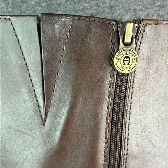 Etienne Aigner Tall Buckle Accent Brown Leather Knee-High Boots 10M - Picture 9 of 15